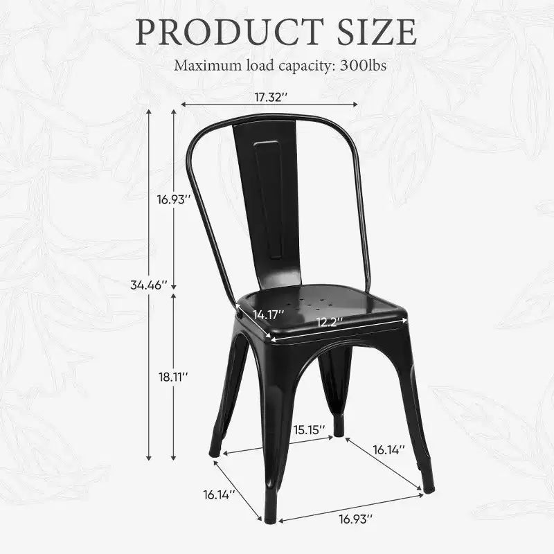 TUYOHW Set of 4 Metal Dining Chair,Stackable Chairs with Detachable Backrest for Indoor Outdoor Kitchen,Restaurant
