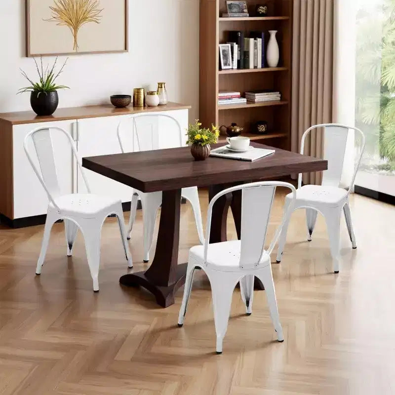 TUYOHW Set of 4 Metal Dining Chair,Stackable Chairs with Detachable Backrest for Indoor Outdoor Kitchen,Restaurant