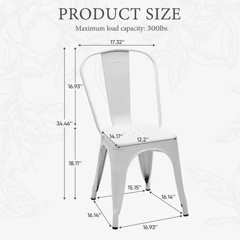 TUYOHW Set of 4 Metal Dining Chair,Stackable Chairs with Detachable Backrest for Indoor Outdoor Kitchen,Restaurant