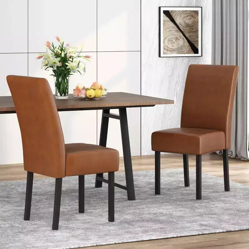 MAYEERTY Set of 2 Pertica KD Dining Chairs, Detachable Design Solid Frame, Dining Room