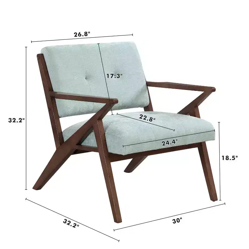 MAYEERTY 30 Mid-Century Modern Accent Chair, Plush Cushions Angled Arm Solid Wood Frame Ergonomic Design, Living Room Bedroom Office