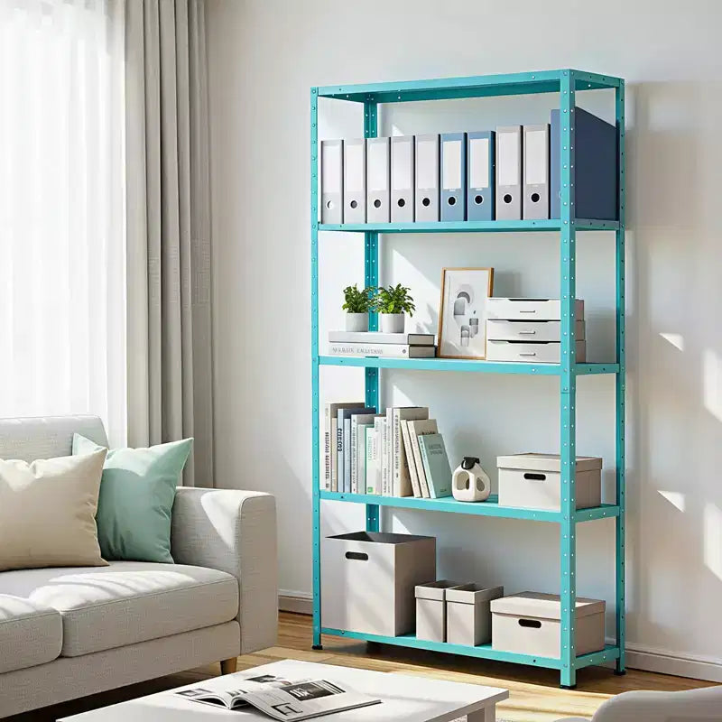 5-Tier Adjustable Storage Shelf, Metal Bookshelf with 500lb Capacity for Home, Garage, or Pantry, 35W x 68H x 12D - Green