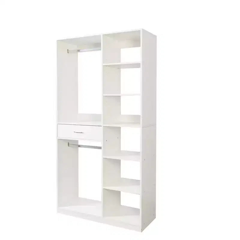 CLIHOME Freestanding Closet System, Standalone Wardrobe with 6 Open Shelves, Wood Walk-in Closet, White
