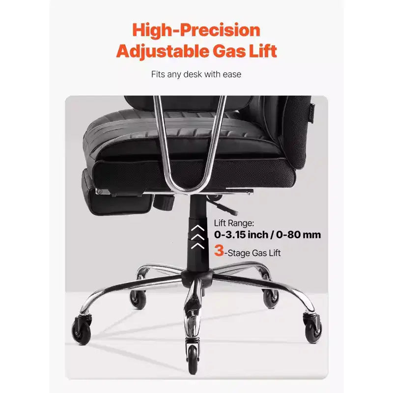Heavy Duty Executive Office Chair 400 lb Capacity with Footrest and Lumbar Support