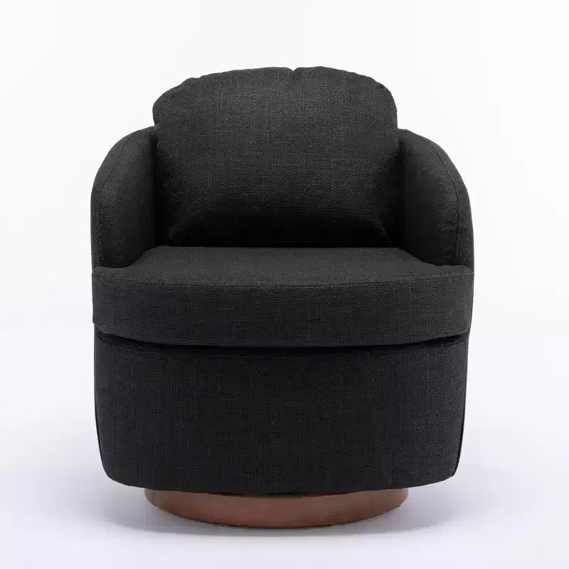 Sofa Chair, Swivel Accent Chair With Cushion, Solid Wood Round Bottom Legs, 360-Degree Armchair Swivel Chairs black