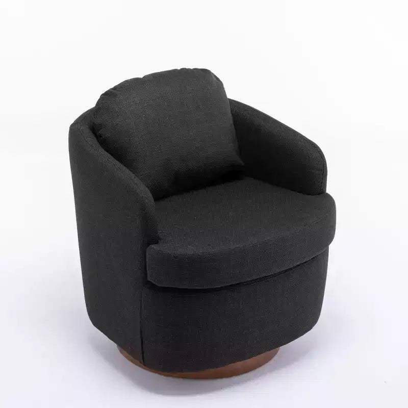 Sofa Chair, Swivel Accent Chair With Cushion, Solid Wood Round Bottom Legs, 360-Degree Armchair Swivel Chairs black