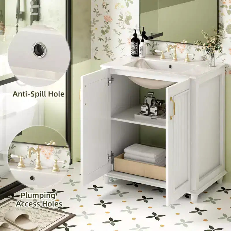30 Bathroom Vanity with Sink, Bathroom Storage Cabinet with Drawers, Single Sink Bathroom Vanity