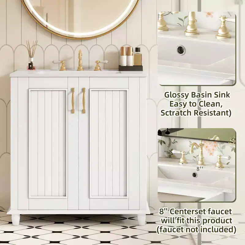 30 Bathroom Vanity with Sink, Bathroom Storage Cabinet with Drawers, Single Sink Bathroom Vanity