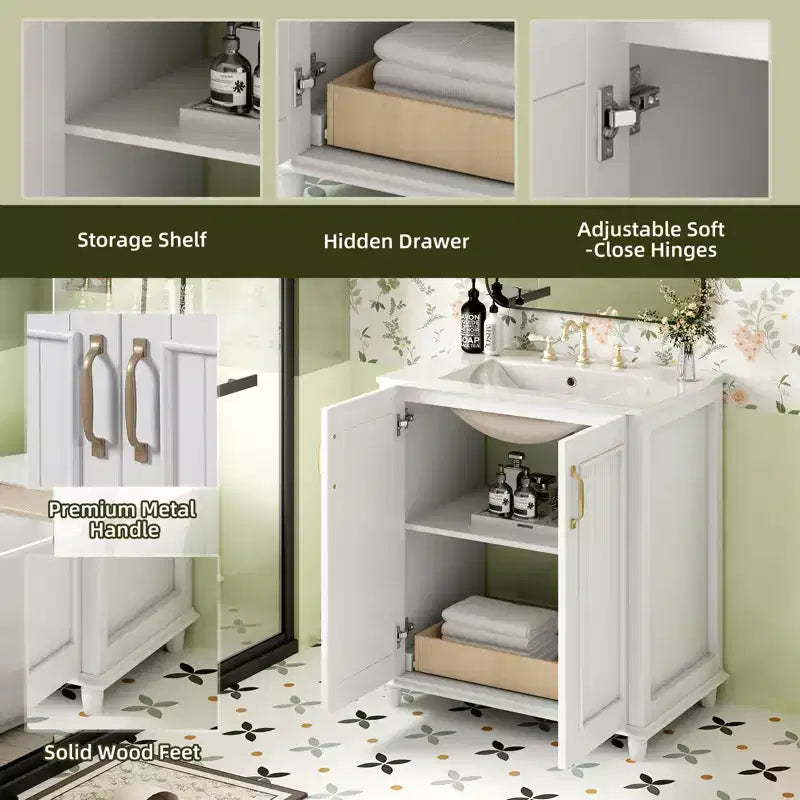 30 Bathroom Vanity with Sink, Bathroom Storage Cabinet with Drawers, Single Sink Bathroom Vanity
