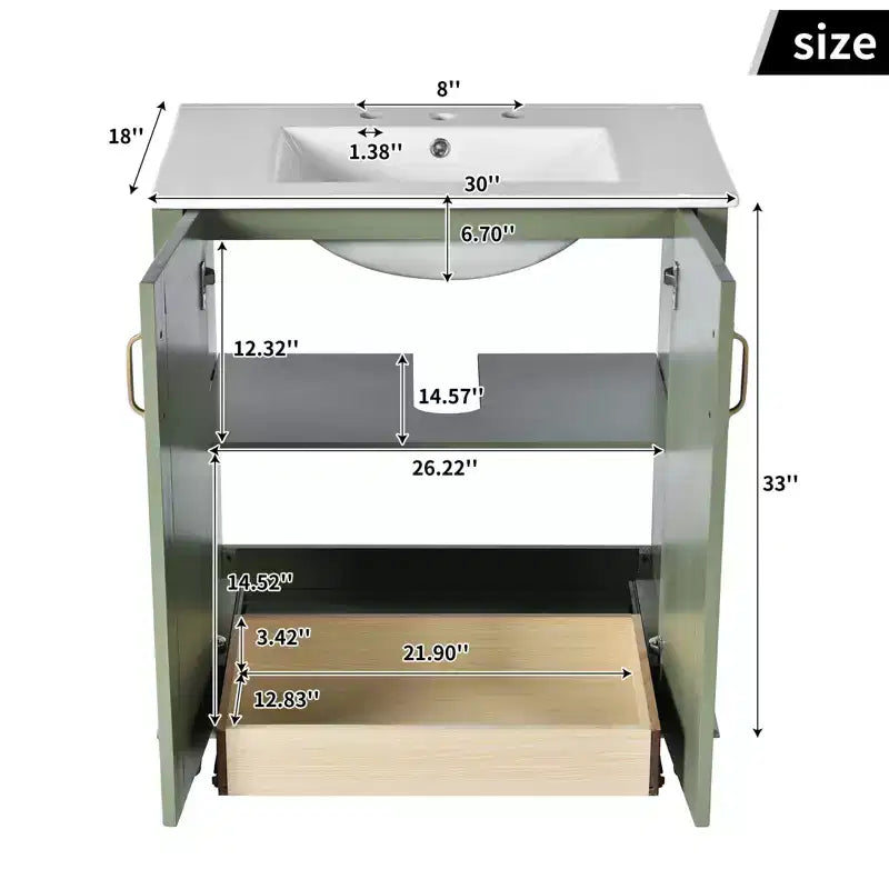 30 Bathroom Vanity with Sink, Bathroom Storage Cabinet with Drawers, Single Sink Bathroom Vanity