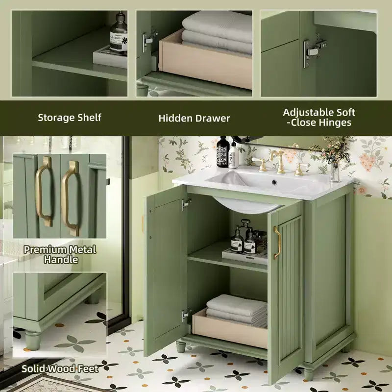30 Bathroom Vanity with Sink, Bathroom Storage Cabinet with Drawers, Single Sink Bathroom Vanity