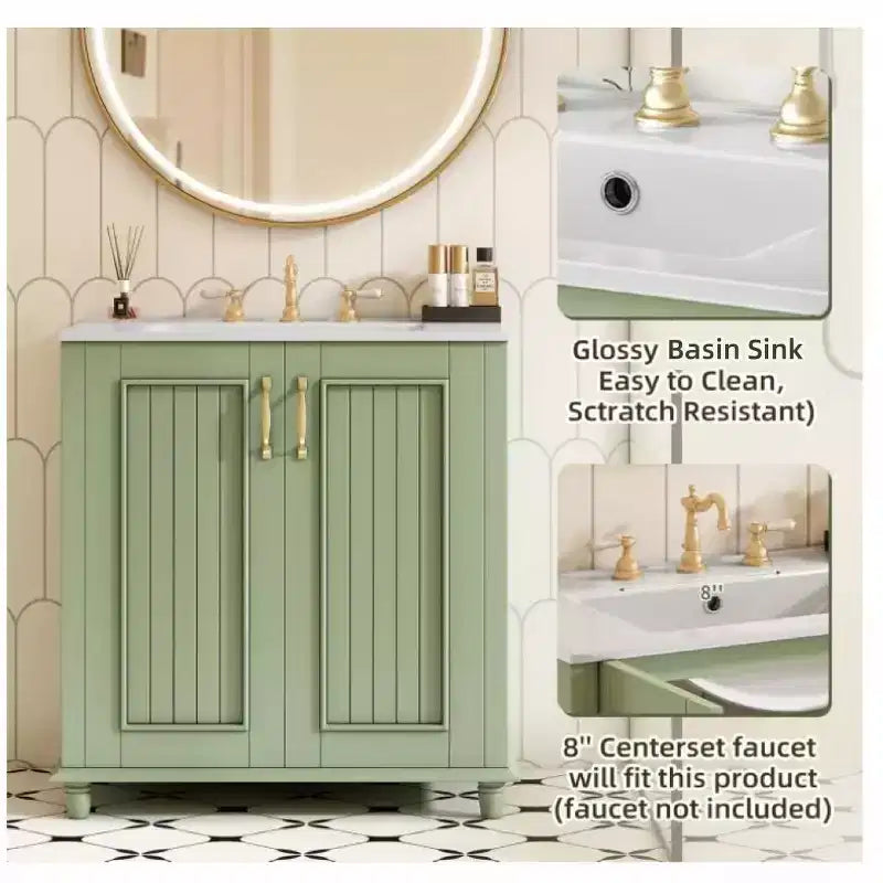 30 Bathroom Vanity with Sink, Bathroom Storage Cabinet with Drawers, Single Sink Bathroom Vanity