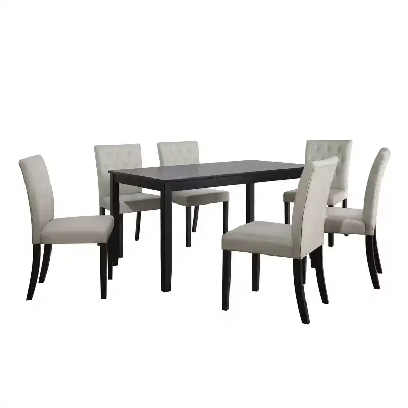 ChaletPosh 7 Pieces Dining Set with Linen Cover Dining Chair