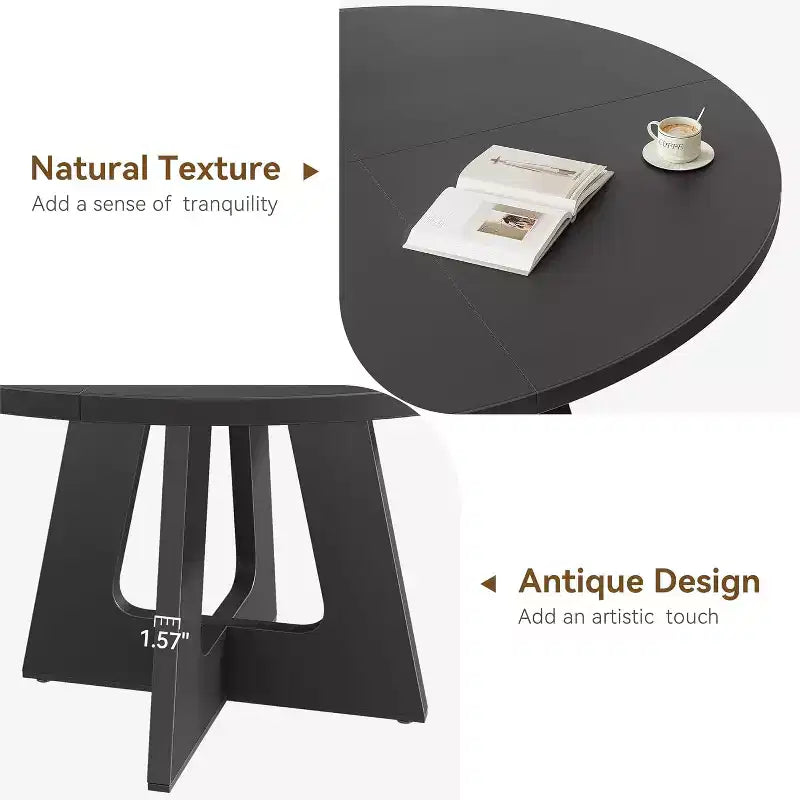 COZONY 47 Round Farmhouse Dining Table for 4C6, Large Rustic Gray Wooden Table for Dining Room or Living Room, Table Only