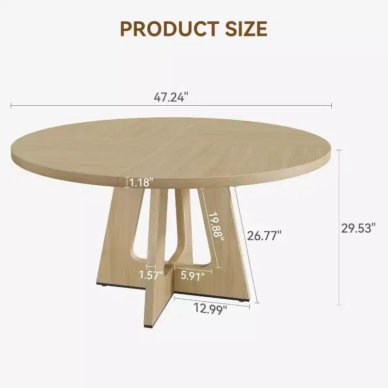 COZONY 47 Round Farmhouse Dining Table for 4C6, Large Rustic Gray Wooden Table for Dining Room or Living Room, Table Only