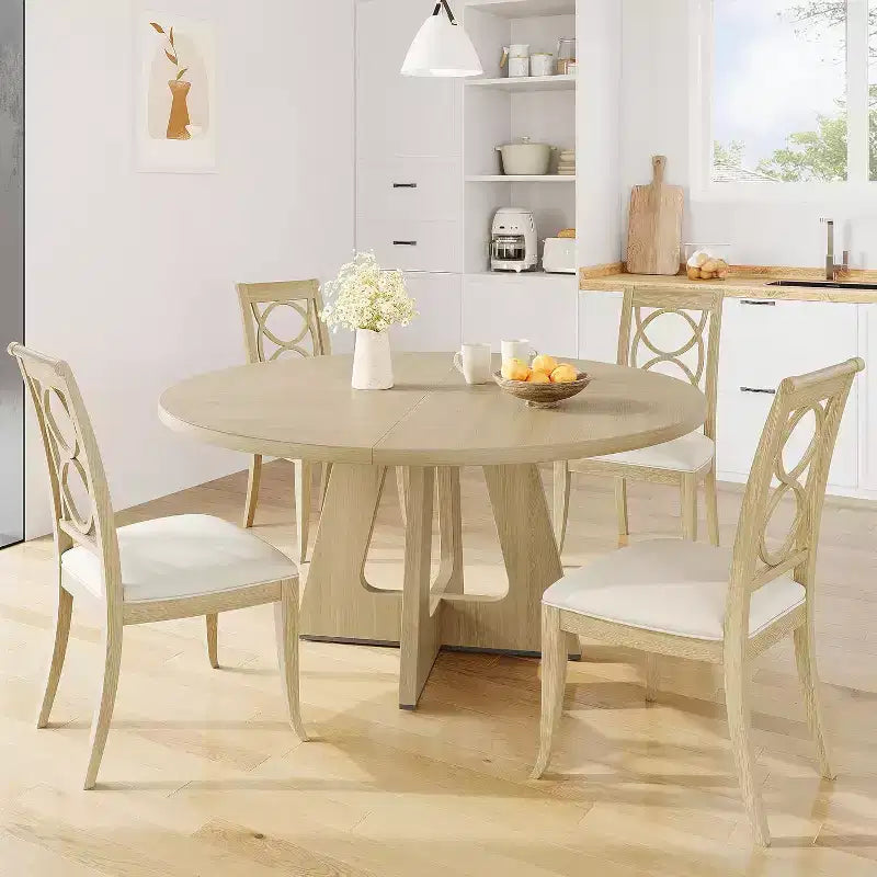 COZONY 47 Round Farmhouse Dining Table for 4C6, Large Rustic Gray Wooden Table for Dining Room or Living Room, Table Only