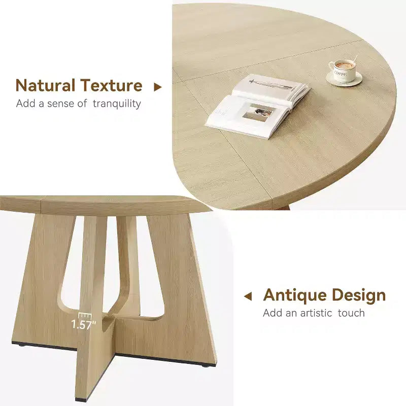 COZONY 47 Round Farmhouse Dining Table for 4C6, Large Rustic Gray Wooden Table for Dining Room or Living Room, Table Only