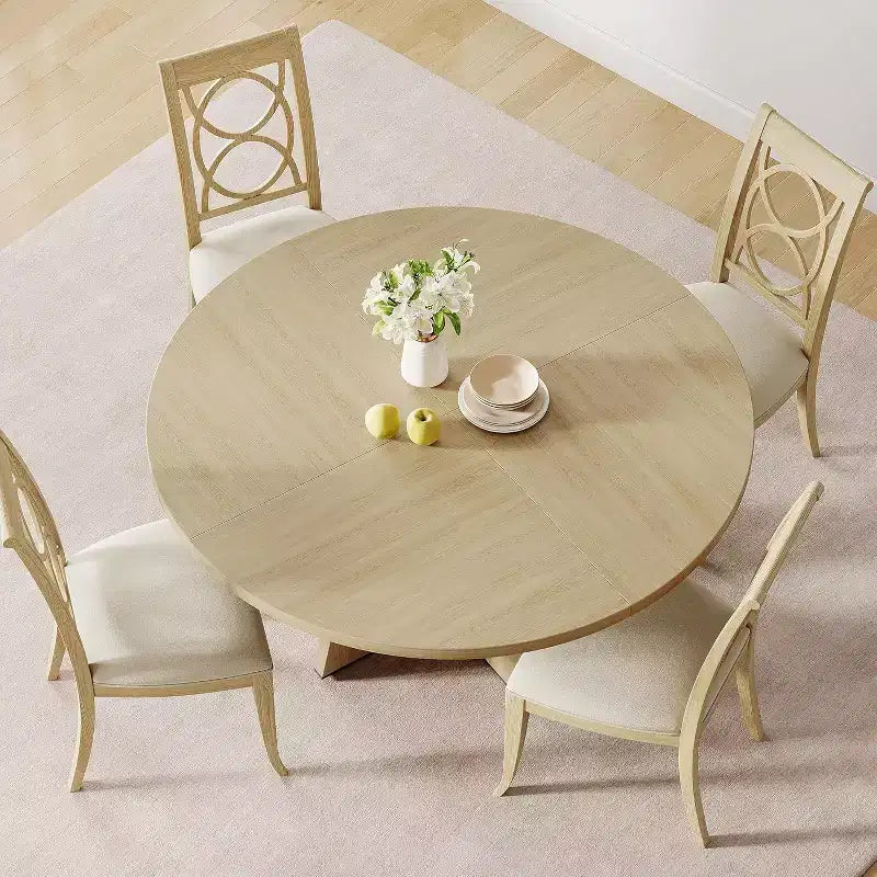 COZONY 47 Round Farmhouse Dining Table for 4C6, Large Rustic Gray Wooden Table for Dining Room or Living Room, Table Only