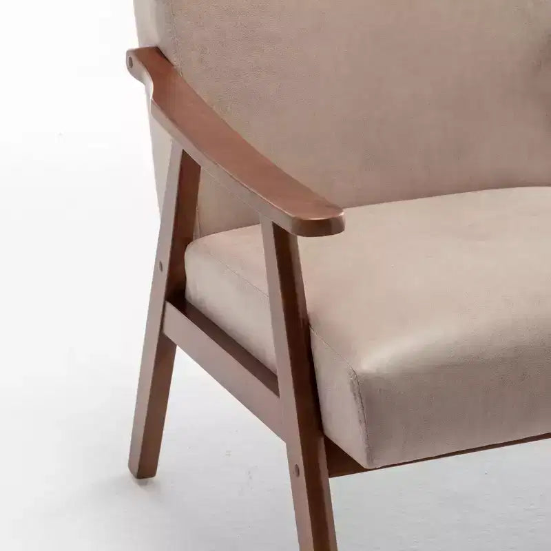 Furniliving Mid-Century Modern Accent Chair with Solid Wood Frame, Wingback Chair for Bedroom, Reading Room, Living Room