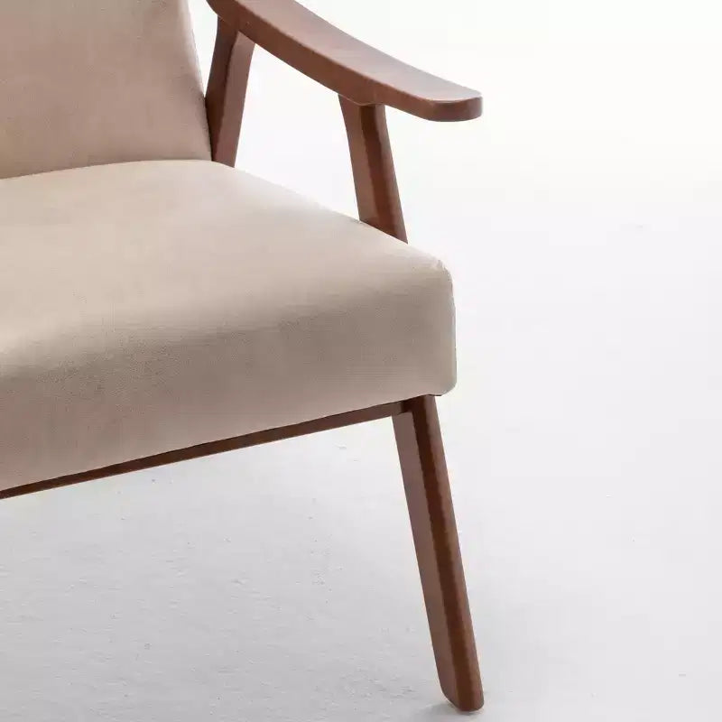 Furniliving Mid-Century Modern Accent Chair with Solid Wood Frame, Wingback Chair for Bedroom, Reading Room, Living Room