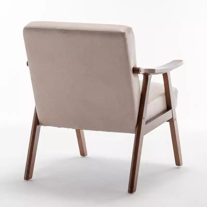 Furniliving Mid-Century Modern Accent Chair with Solid Wood Frame, Wingback Chair for Bedroom, Reading Room, Living Room