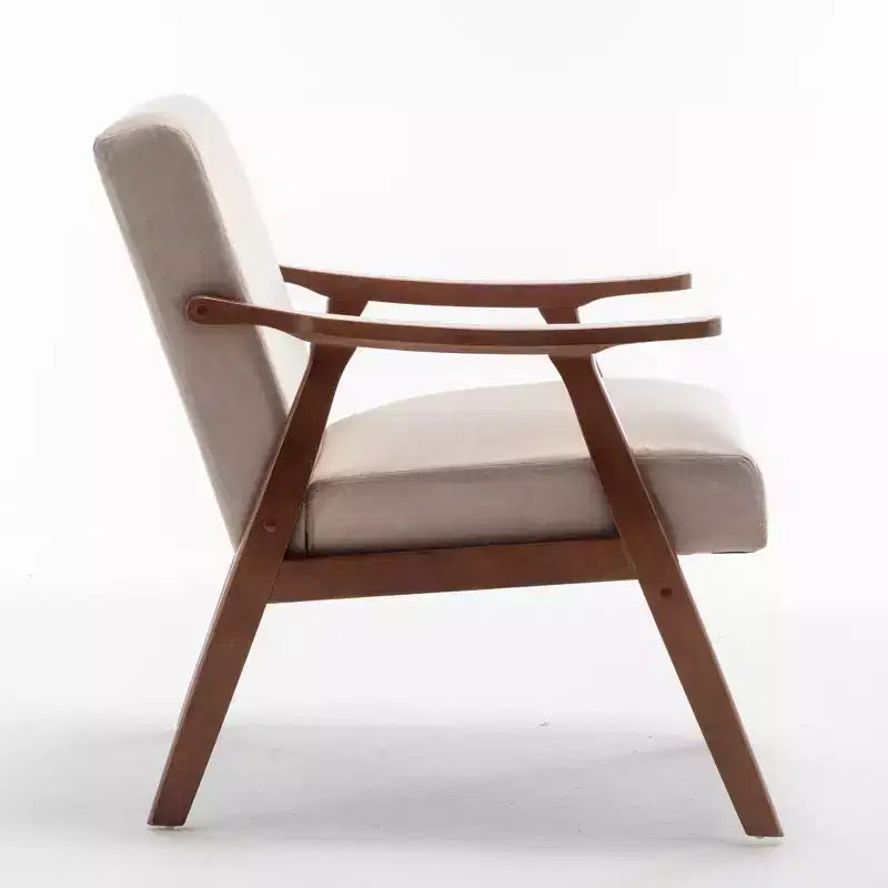 Furniliving Mid-Century Modern Accent Chair with Solid Wood Frame, Wingback Chair for Bedroom, Reading Room, Living Room