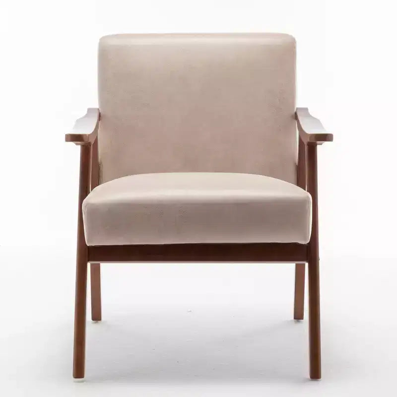 Furniliving Mid-Century Modern Accent Chair with Solid Wood Frame, Wingback Chair for Bedroom, Reading Room, Living Room