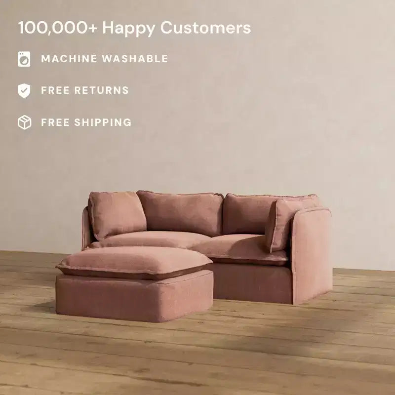 Anabei Modular Washable 2-Seater Sofa + Ottoman | Deluxe+ Seat & Cloud Pillow