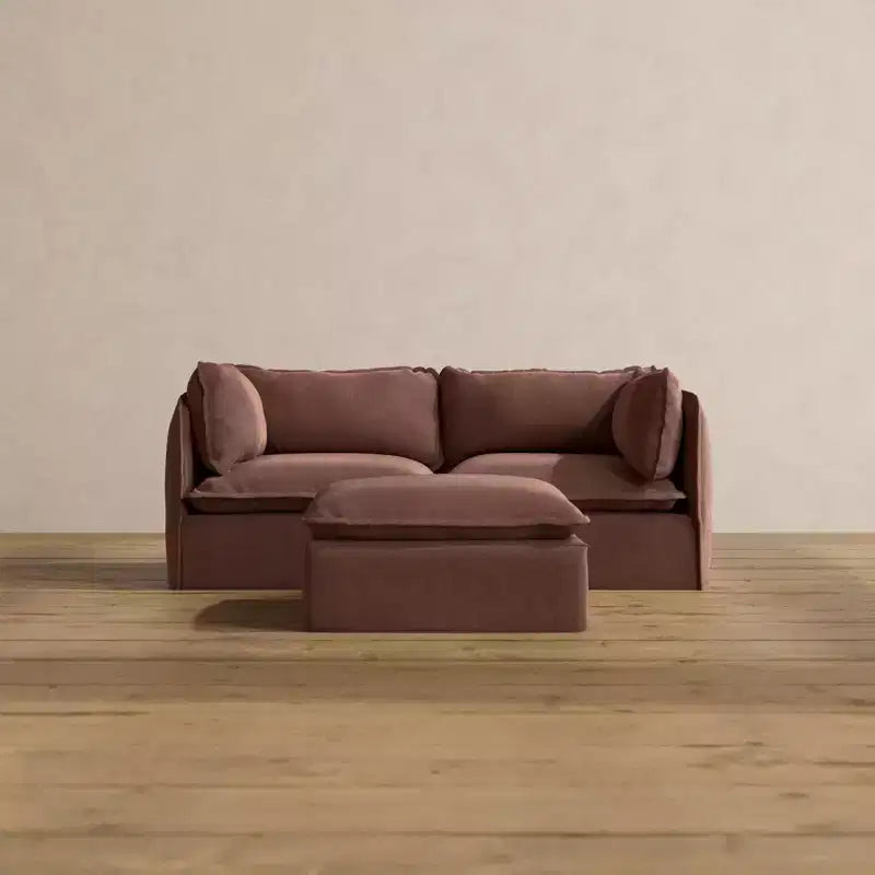 Anabei Modular Washable 2-Seater Sofa + Ottoman | Deluxe+ Seat & Cloud Pillow