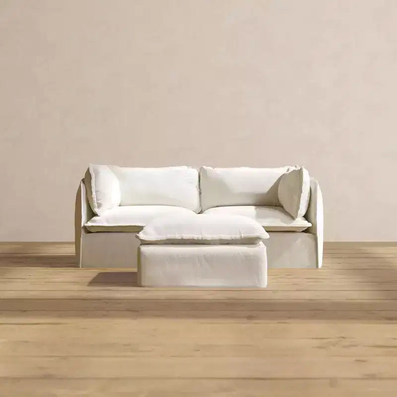 Anabei Modular Washable 2-Seater Sofa + Ottoman | Deluxe+ Seat & Cloud Pillow