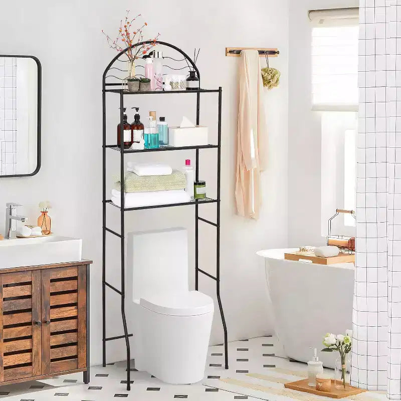 Toilet Storage Rack,3-Tier Freestanding Metal Bathroom Organizer Shelf,Compact Towel and Toilet Storage,Ideal for Apartment