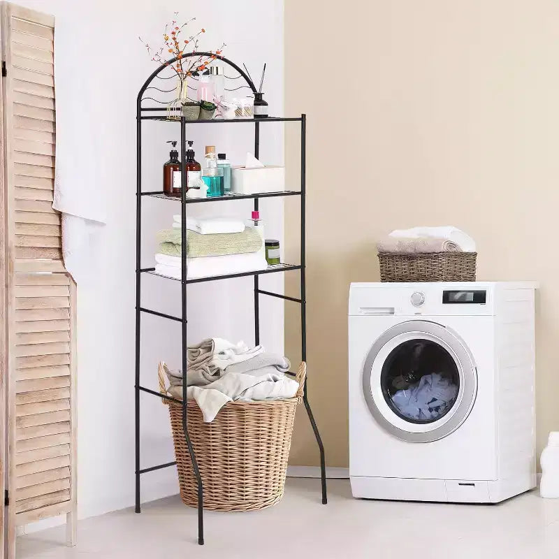 Toilet Storage Rack,3-Tier Freestanding Metal Bathroom Organizer Shelf,Compact Towel and Toilet Storage,Ideal for Apartment