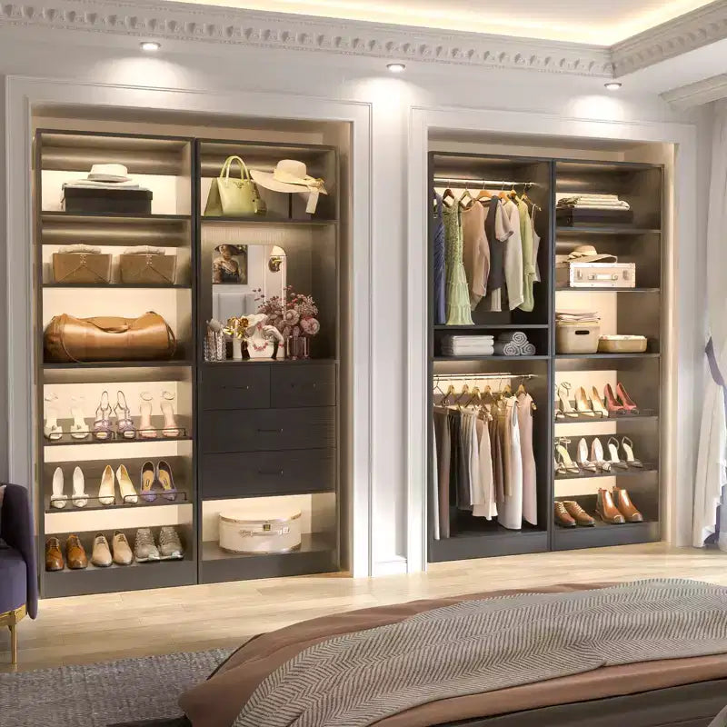 Besiost Closet System with Shoe Racks & Hanging Rods