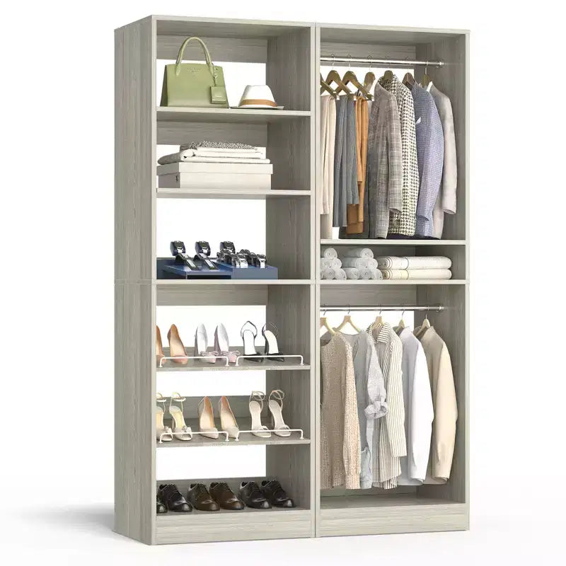 Besiost Closet System with Shoe Racks & Hanging Rods