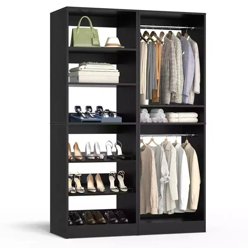 Besiost Closet System with Shoe Racks & Hanging Rods