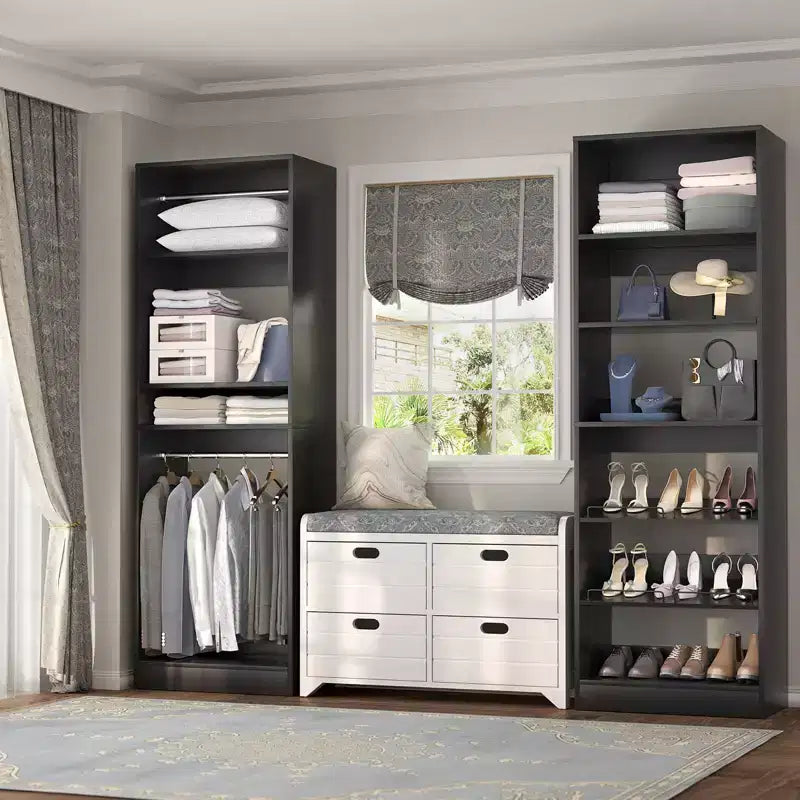 Besiost Closet System with Shoe Racks & Hanging Rods