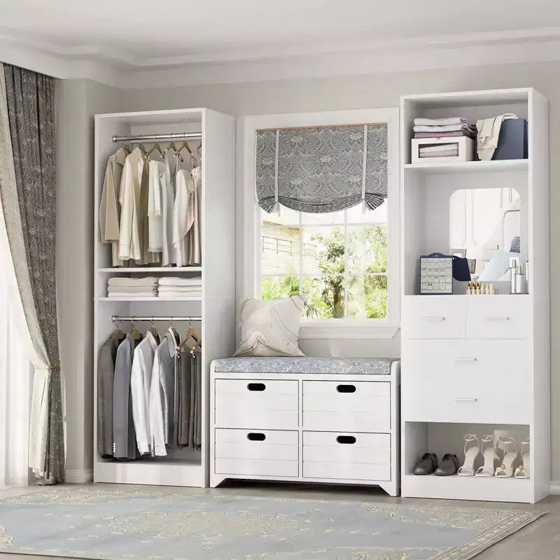 Besiost Closet System with Shoe Racks & Hanging Rods