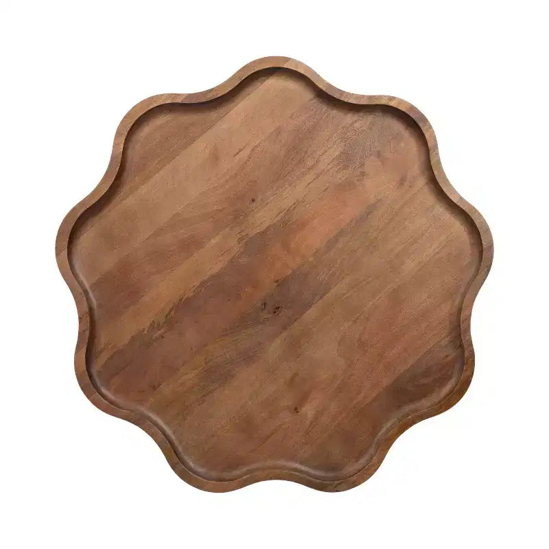 Kate and Laurel Alezar Scallop Wood Coffee Table, 30x30x18, Walnut Brown