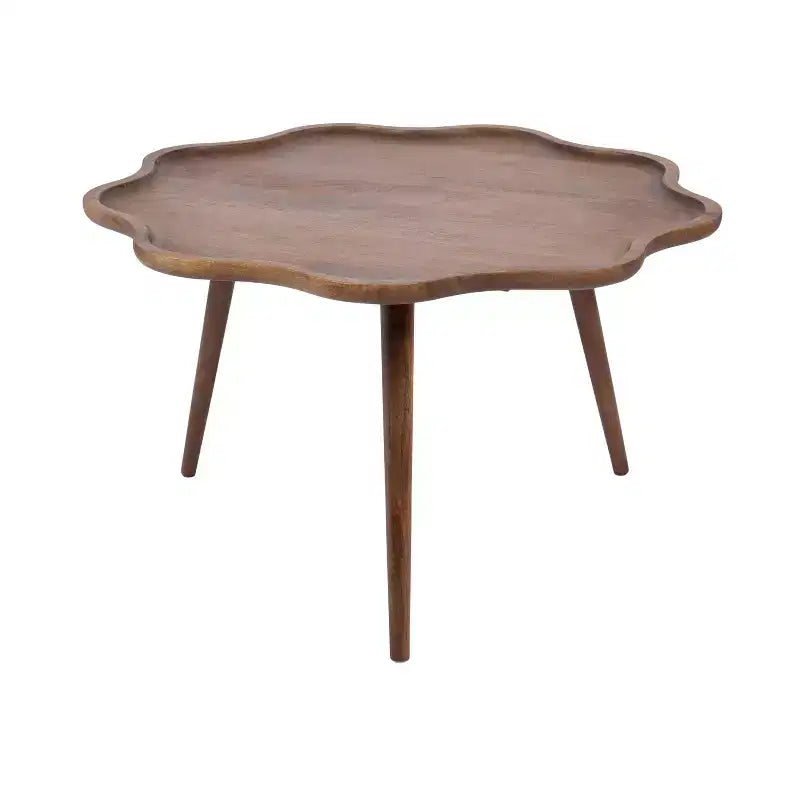 Kate and Laurel Alezar Scallop Wood Coffee Table, 30x30x18, Walnut Brown