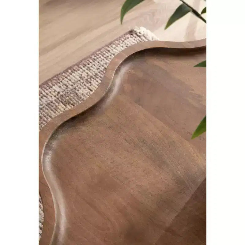Kate and Laurel Alezar Scallop Wood Coffee Table, 30x30x18, Walnut Brown
