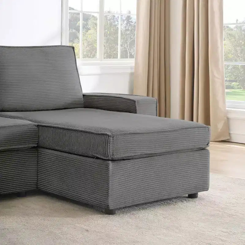 Modular Sectionla Sofa, U-Shaped Couch with Removable Washable Covers, Modern Gray Convertible Deep Seat Sofa for Living Room, Office