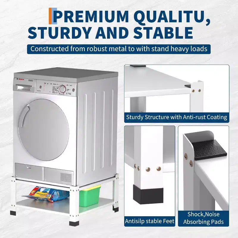 Heavy Duty Washer and Dryer Pedestals with Storage Shelf,2 Pack Steel Riser, 800LB Capacity,Laundry Organizer Stand,Multi-Functional Tool Storage Rack