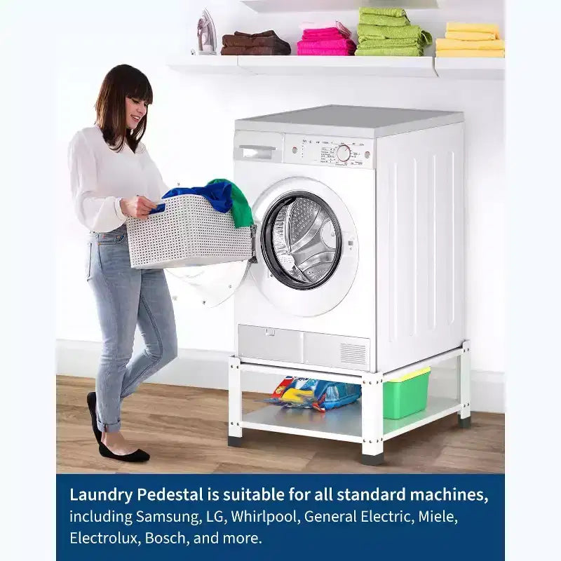 Heavy Duty Washer and Dryer Pedestals with Storage Shelf,2 Pack Steel Riser, 800LB Capacity,Laundry Organizer Stand,Multi-Functional Tool Storage Rack