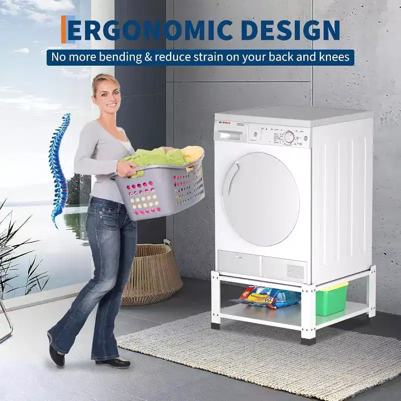 Heavy Duty Washer and Dryer Pedestals with Storage Shelf,2 Pack Steel Riser, 800LB Capacity,Laundry Organizer Stand,Multi-Functional Tool Storage Rack
