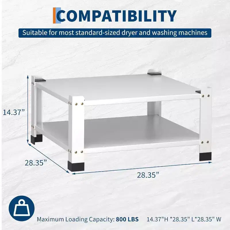 Heavy Duty Washer and Dryer Pedestals with Storage Shelf,2 Pack Steel Riser, 800LB Capacity,Laundry Organizer Stand,Multi-Functional Tool Storage Rack