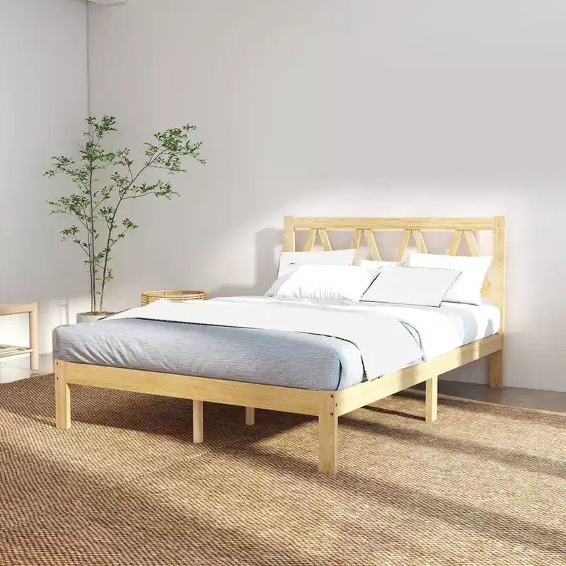 AEELLEEA Queen Size Bed Frame Strong Load Bearing Easy Assembly Minimalist Wood Platform Bed Frame for Home Bedroom