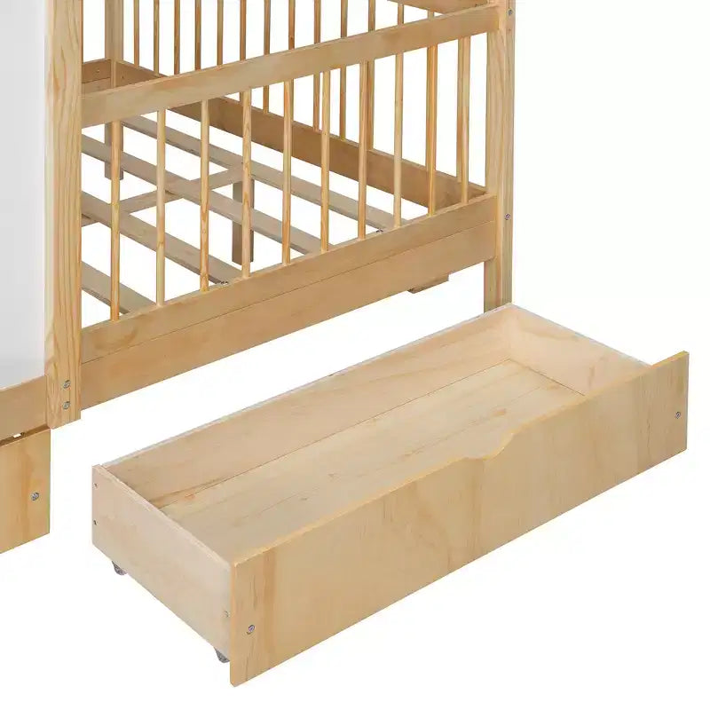 Full Size House Bed Tent Bed Kids Bed Frame with 2 Drawers, Side LED Bookshelf & Built-In Charging Station - ModernLuxe