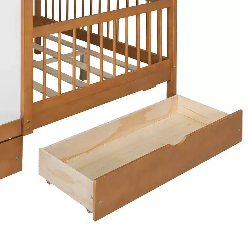 Full Size House Bed Tent Bed Kids Bed Frame with 2 Drawers, Side LED Bookshelf & Built-In Charging Station - ModernLuxe