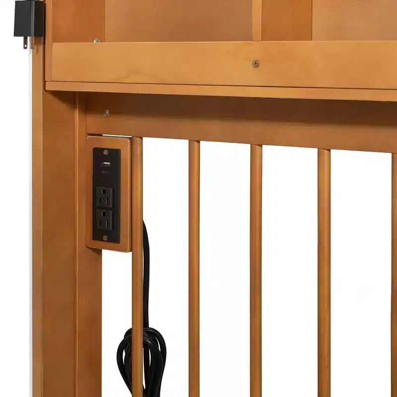 Full Size House Bed Tent Bed Kids Bed Frame with 2 Drawers, Side LED Bookshelf & Built-In Charging Station - ModernLuxe