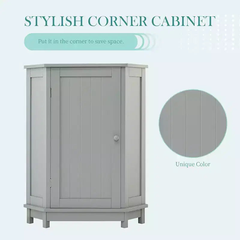 Whisen Modern Triangle Corner Bathroom Storage Cabinet with Adjustable Shelf